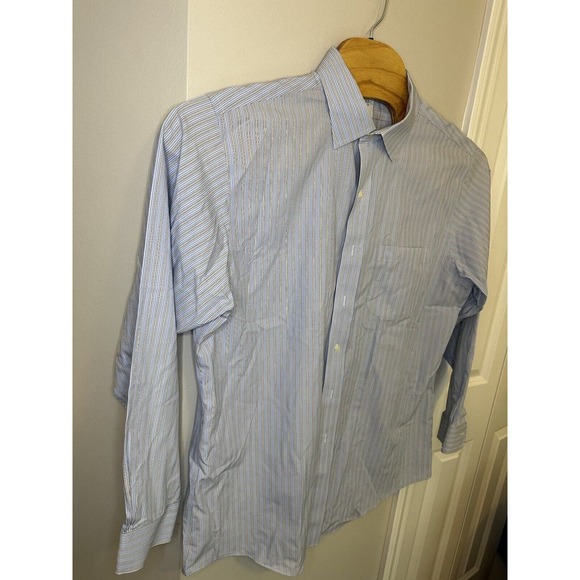 Brooks Brothers Mens 17-35 Classic Dress Shirt Long Sleeve Full Button‎ Up Blue - Picture 4 of 10